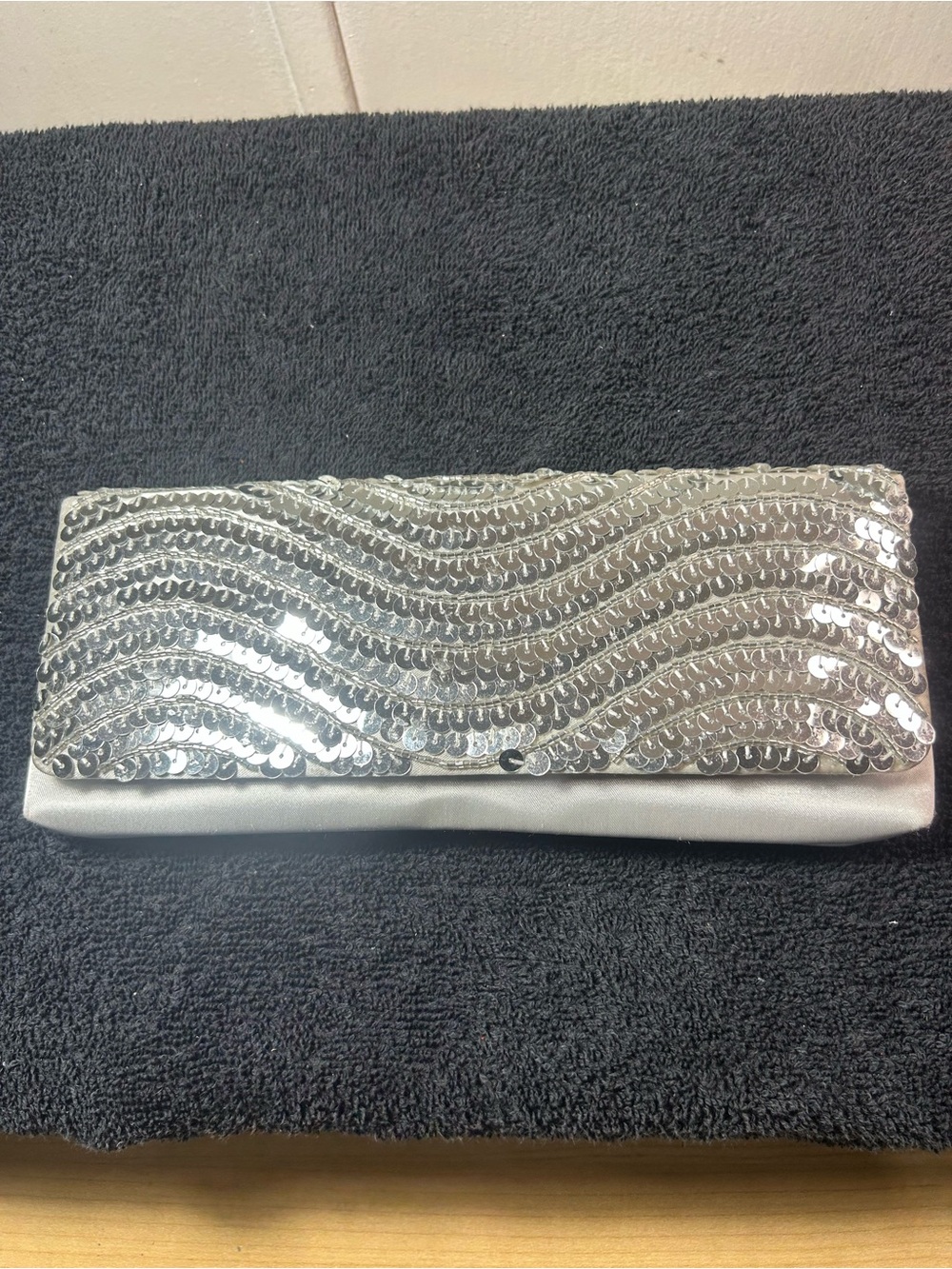 Silver Sequin Evening Clutch Bag